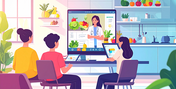 Graphic depicting Telenutrition in action