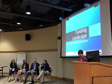 Funding landscape panelists from left to right: Nancy Rowe, Rob Bremer, Jessica Pekala, Jacqueline Calderone and Elizabeth Krupinski.