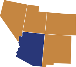 Outline image of the states with Arizona highlighted
