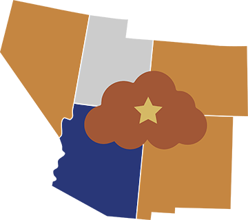 Outline image of the states with Arizona highlighted