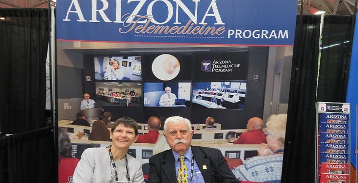 Elizabeth Krupinski, PhD & Rashid Bashshur, PhD enjoying some quality "booth time" at the 2016 ATA meeting